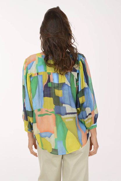 Mojito Abstract Silky Collarless Shirt