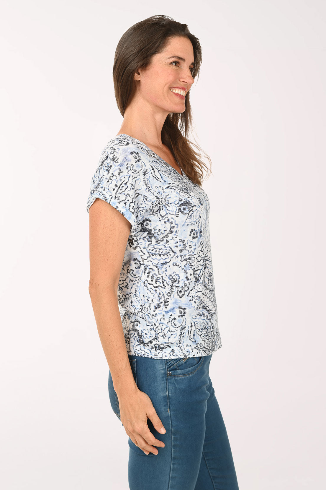 Blue Dandelions V-Neck Tee