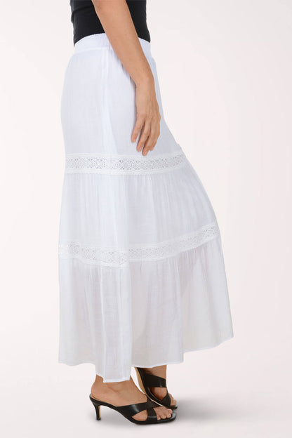 Eyelet Lace Tiered Maxi Skirt