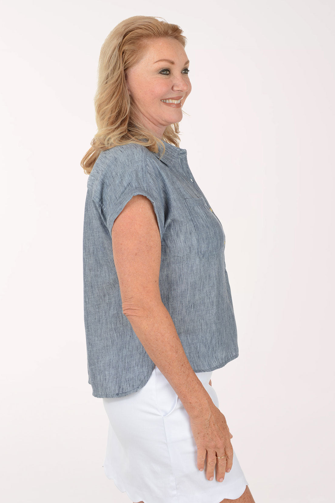 Heathered High-Low Boxy Blouse