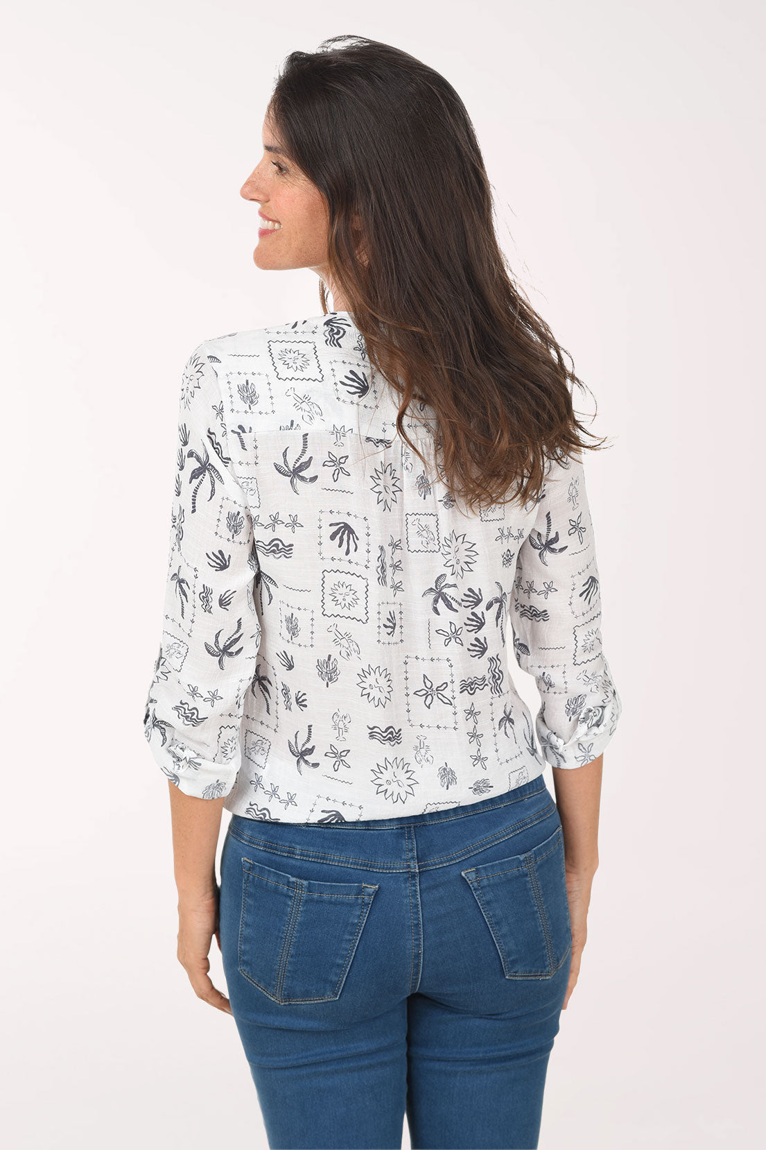 Lobster Print Button-Front Blouse