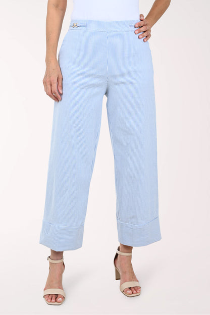 Metallic Link Waist Striped Pant