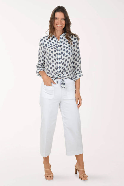 Scalloped Pocket Wide Leg Crop Pant