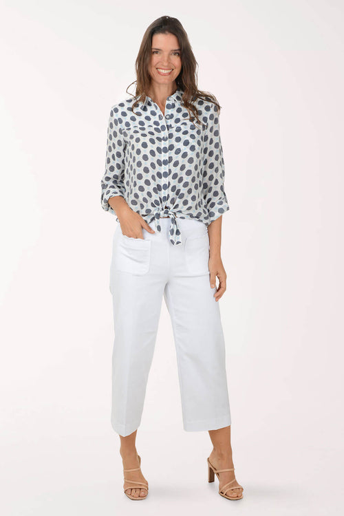 Scalloped Pocket Wide Leg Crop Pant