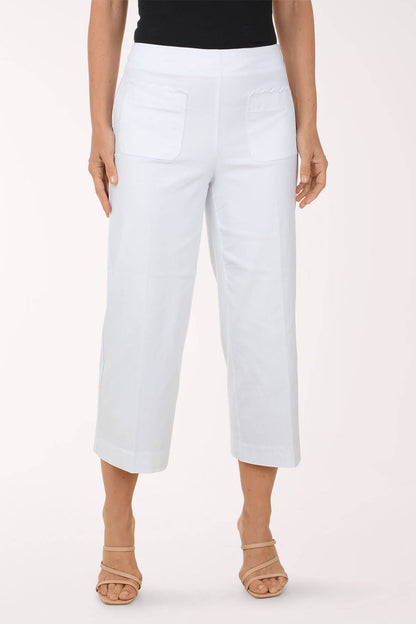 Scalloped Pocket Wide Leg Crop Pant