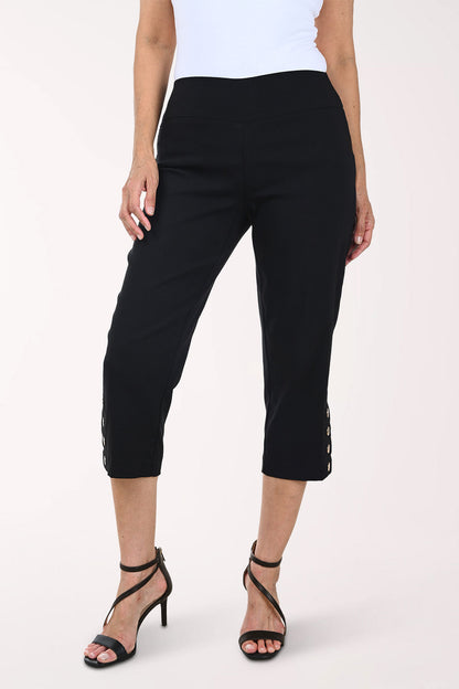 Gold Button Hem Capri Pant