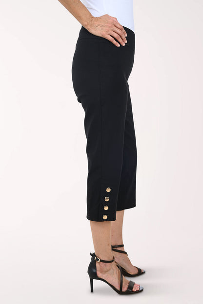 Gold Button Hem Capri Pant