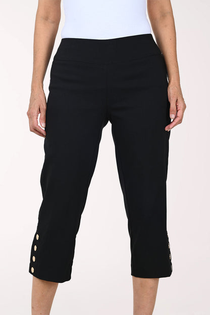 Gold Button Hem Capri Pant