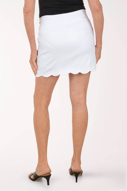 Solid Scalloped Pull-On Skort