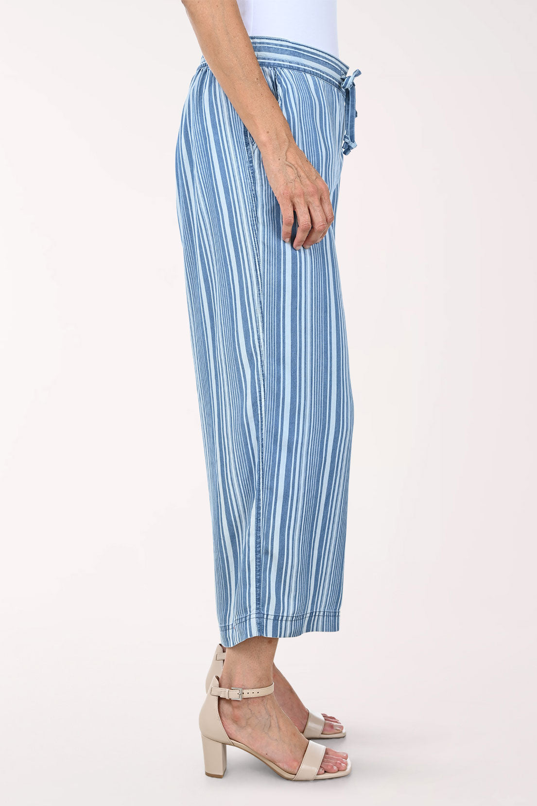 Striped Chambray Tencel Drawstring Pant