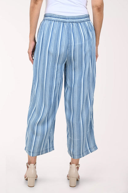 Striped Chambray Tencel Drawstring Pant