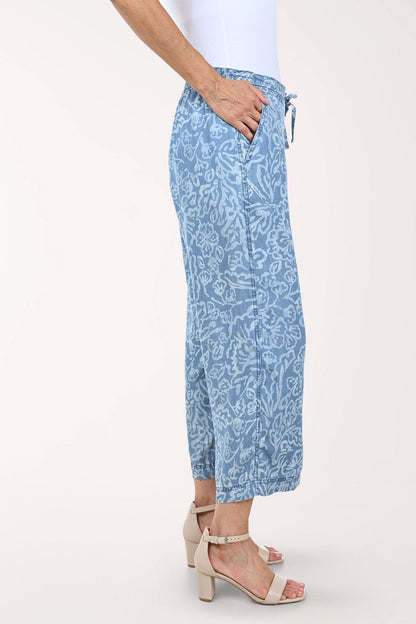 Floral Chambray Tencel Drawstring Pant