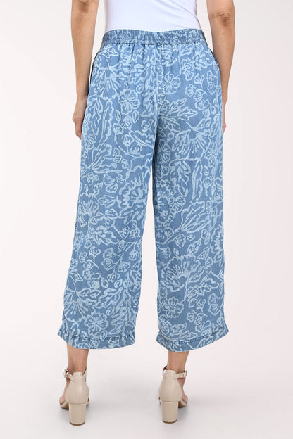 Floral Chambray Tencel Drawstring Pant