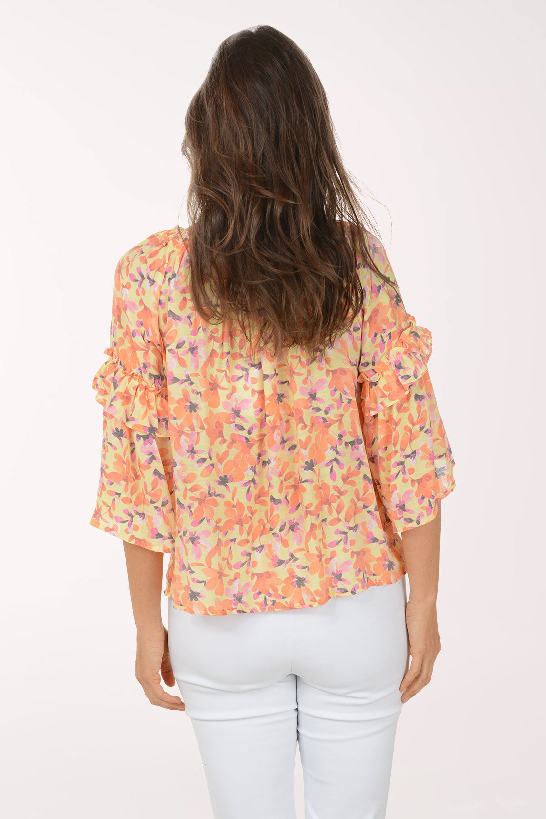 Lemon Petals Ruffled Bell Sleeve Blouse