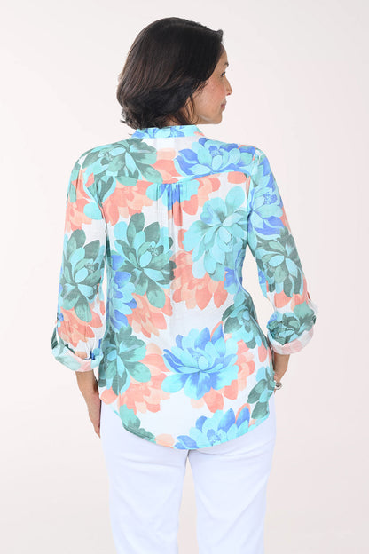 Dahlia Pleated Roll Sleeve Blouse