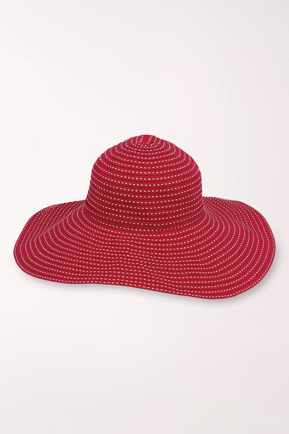 Red Floppy Stitched Ribbon Sun Hat