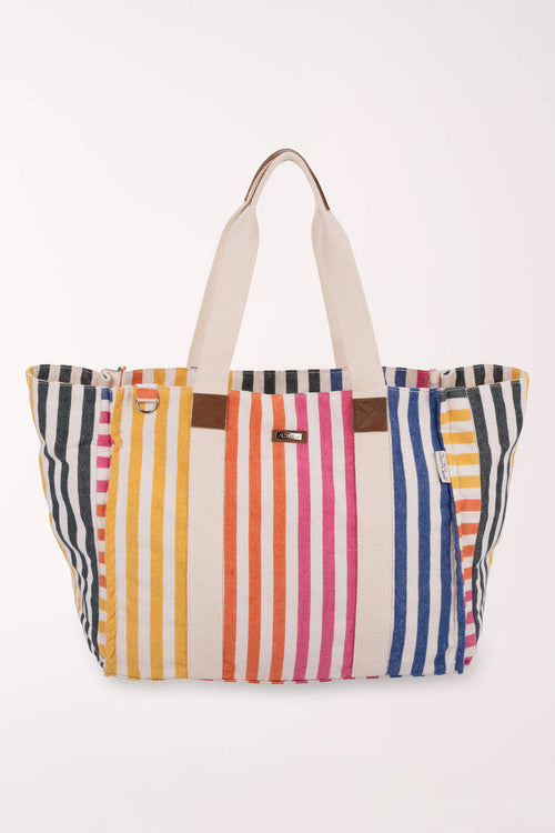 Multi Striped Cotton Canvas Tote Bag